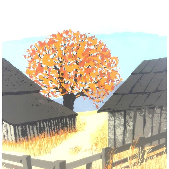 Original Limited Edition F.Allen Lithograph Barn Landscape Art Print - Picture 8 of 10